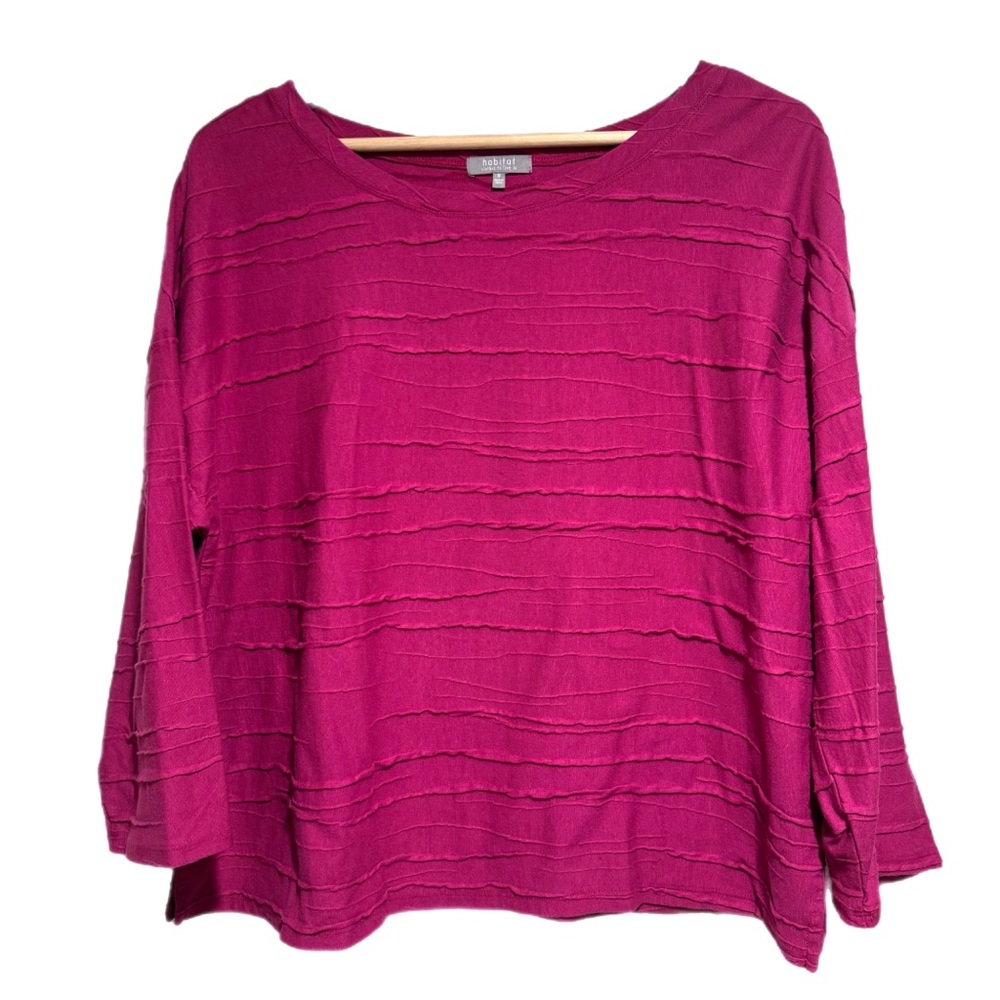 NWT Habitat Fuchsia Textured Layered Long-Sleeve Top